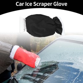 Partuto 1pc 32x16cm Universal Car Ice Scraper Glove - Insulated Warm Mitt Glove W/Snow Frost Remover for Car Truck Windscreen Portable - Waterproof 190T Polyester Black