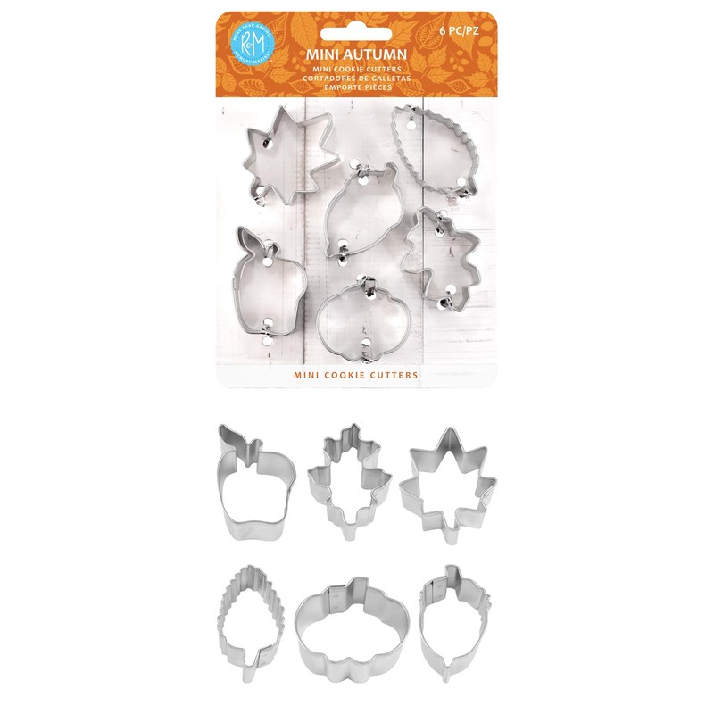R&M International Mini Autumn Leaf Cookie Cutters, Acorn, Pumpkin, Oak,
