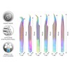 SIVOTE Eyelash Extension Tweezers Fiber Tips, Set of 6, Curved,