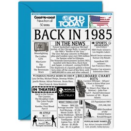 40th Birthday Cards for Men Women - Back In 1985 Newspaper - 40 Happy Birthday Decorations Card for Her Him Dad Mom Brother Sister Vintage Retro Born In 1985, A5 Bday Husband Wife Anniversary Cards