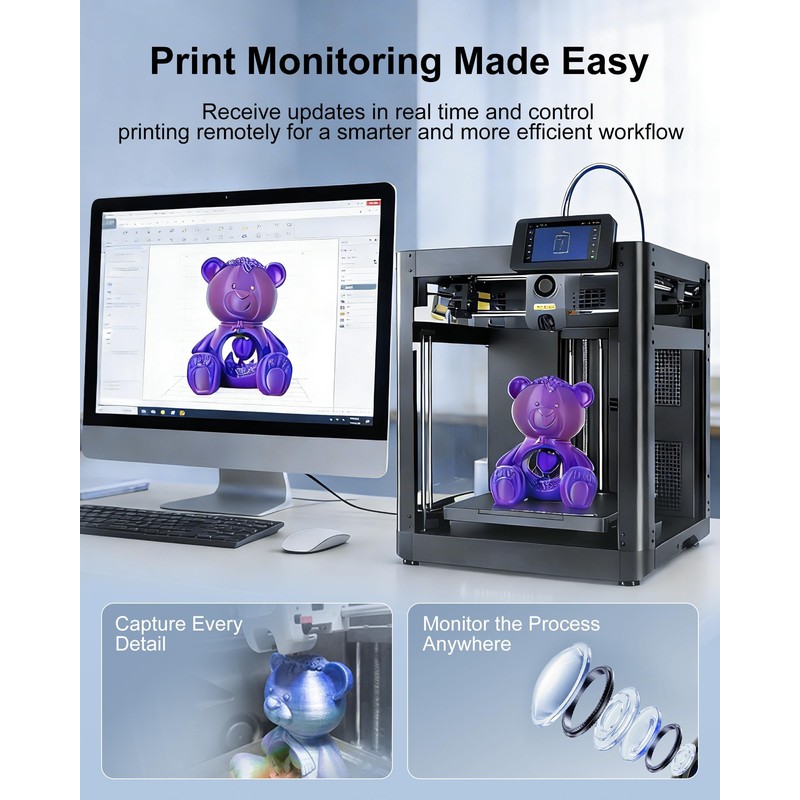 WUKUR 3D Printer Camera Kit for FLASHFORGE Adventurer 5M/Pro, Real-Time