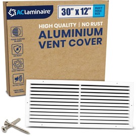 Fits 30" x 12" Duct Hole [31.6" x 13.6" Face] Aluminum Return Grille - Rustproof, Fixed Blades, for Ceiling/Wall, No Louver/Fins/Damper