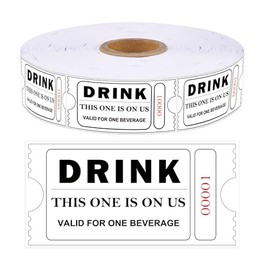 Free Drink Ticket Roll Raffle Tickets Party Tickets 1 x 2 Inch - Drink Tickets Consecutively Numbered Wedding Drink Tickets for Events Wedding and Parties 1000 Pcs