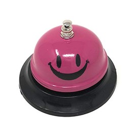 ASIAN HOME Call Bell, 3.35 Inch Diameter, Metal Bell, Magenta Smiley Face, Desk Bell Service Bell for Hotels, Schools, Restaurants, Reception Areas, Hospitals, Customer Service, Magenta (1Bell)