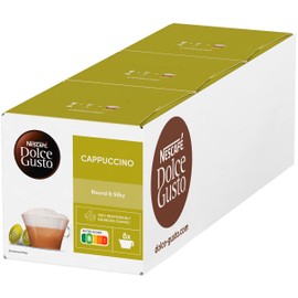 NESCAFÉ Dolce Gusto Cappuccino / 48 coffee capsules / Arabica and Robusta beans / Full-bodied coffee and fluffy milk foam / Aroma-sealed capsules / 3-pack (3 x 16 capsules)
