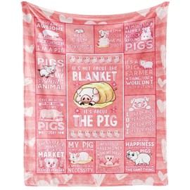 CaomeiWu Pig Throw Blanket, 40"x50" Flannel Cute Pigs Themed Pink Throw Blankets, Soft Nap Throw Blanket for Home Boys Girls Women Pig Lovers Gifts