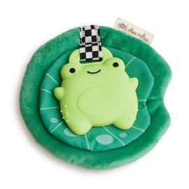 Itzy Ritzy Crinkle Teether - Plush Velour with Crinkle Sounds & Soft Silicone Teether (Frog)