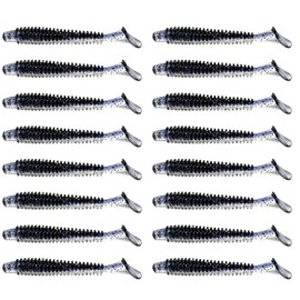 FOLANDO 16PCS Soft Fishing Lures, Soft Plastic Baits Kit Paddle Tail Swimbaits Artificial Lures for Fishing Trout Redfish Saltwater/Freshwater 5cm black