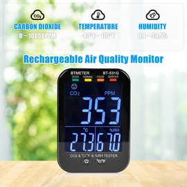 BTMETER BT-531G CO2 Air Quality Monitor, BTMETER Portable NDIR Sensor CO2 Detector with Alarm Detect Carbon Dioxide Test Indoor Humidity Temperature for Grow Tent, Office Home Air Ventilation