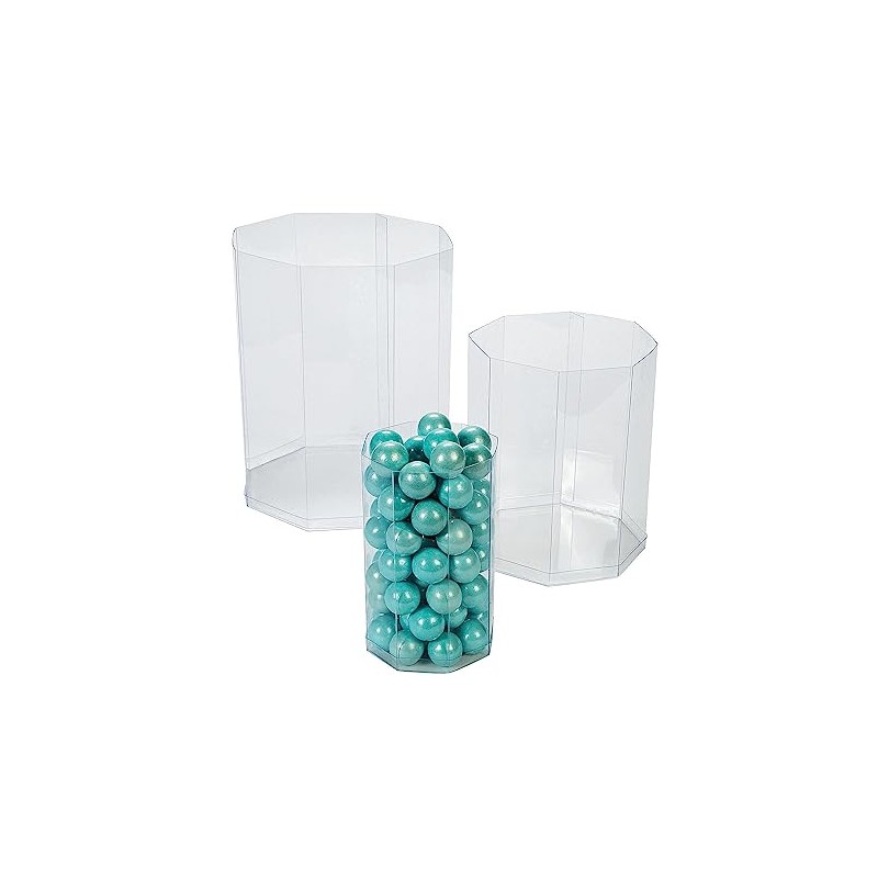 Fun Express Bulk 24 Pieces Plastic Clear Octagon Candy Containers