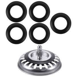Pack of 5 Strainer Basket Sink Sealing Ring, Rubber Replacement Seal Diameter 55 mm Outer Diameter 33 mm Inner for Strainer Baskets, Lip Seals Sink for Diameter 78-83 mm Strainer Basket, Drain Plug