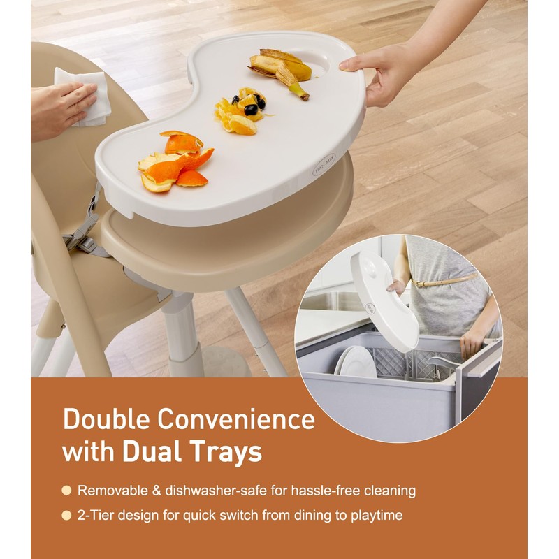 Mallify Foldable High Chair, Space-Saving Portable Baby High Chair with