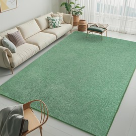 Keeko 4x6 Area Rugs for Living Room, Soft Modern Memory Foam Bedroom Rug Washable Indoor Rug Low Pile Minimalist Non Slip Carpet for Kids Nursery Dorm Room Home Decor Green and White