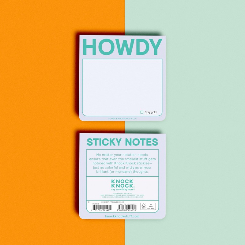 1-Count Knock Knock Howdy Sticky Notes, Cute Sticky Notes &