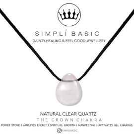 SIMPLÍ BASIC Natural Clear Quartz Pear Drop Stone Cord Necklace, Perfect Jewellery Womens gift set, Necklaces for women with Gift Box