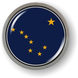 Alaska State Flag 3D Domed CAR Emblem Badge Sticker Chrome Plastic Round Bezel
