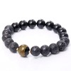 Lightock Lava Stone Feng Shui Black Obsidian Bracelet for Men