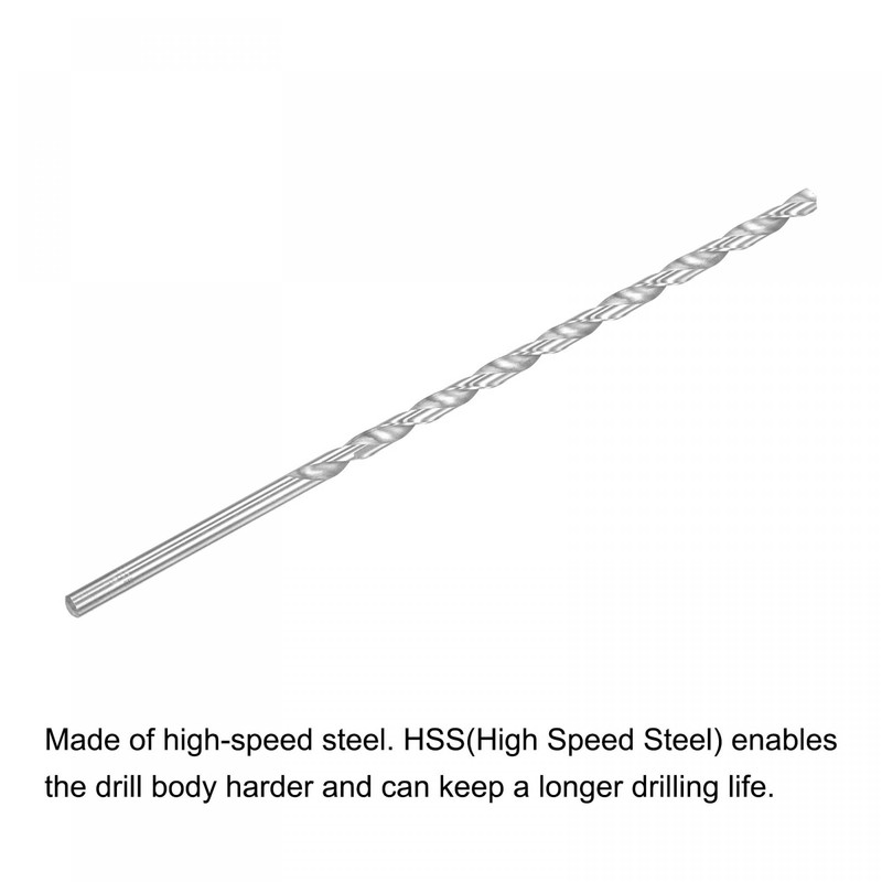 sourcing map HSS(High Speed Steel) Extra Long Twist Drill Bits,