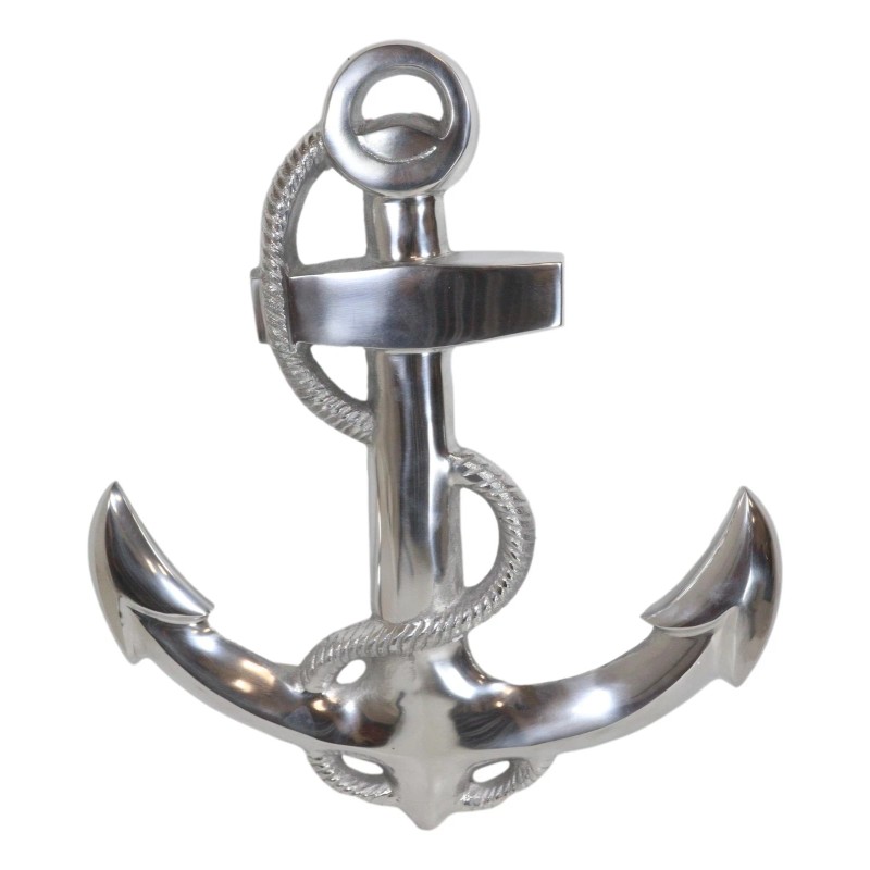 Nautical Ocean Marine Polished Aluminum Metal Ship Anchor Wall Decor