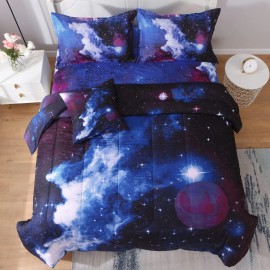 JQinHome Twin Galaxy Comforter Sets 6 Piece Bed in A Bag, Outer Space Themed ...