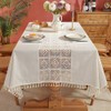 AMZALI Textured Tablecloth, Rectangle Table Cloth Cotton Linen Wrinkle Free