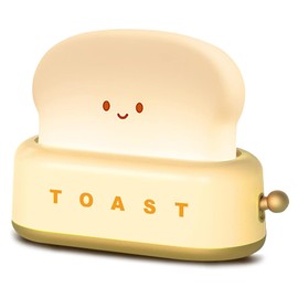 Lancoon Yellow Desk Decor Toaster Lamp Kawaii LED Toast Bread Night Light Rechargeable and Portable Light with Timer Christmas Ideas for Baby Kids Girls Teens Teenages