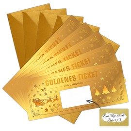 WenmthG Pack of 5 Golden Ticket Christmas Gift - Voucher to Fill Yourself with Scratch Sticker - Gifts for Women Christmas - Christmas Cards with Envelope Set - Merry Christmas