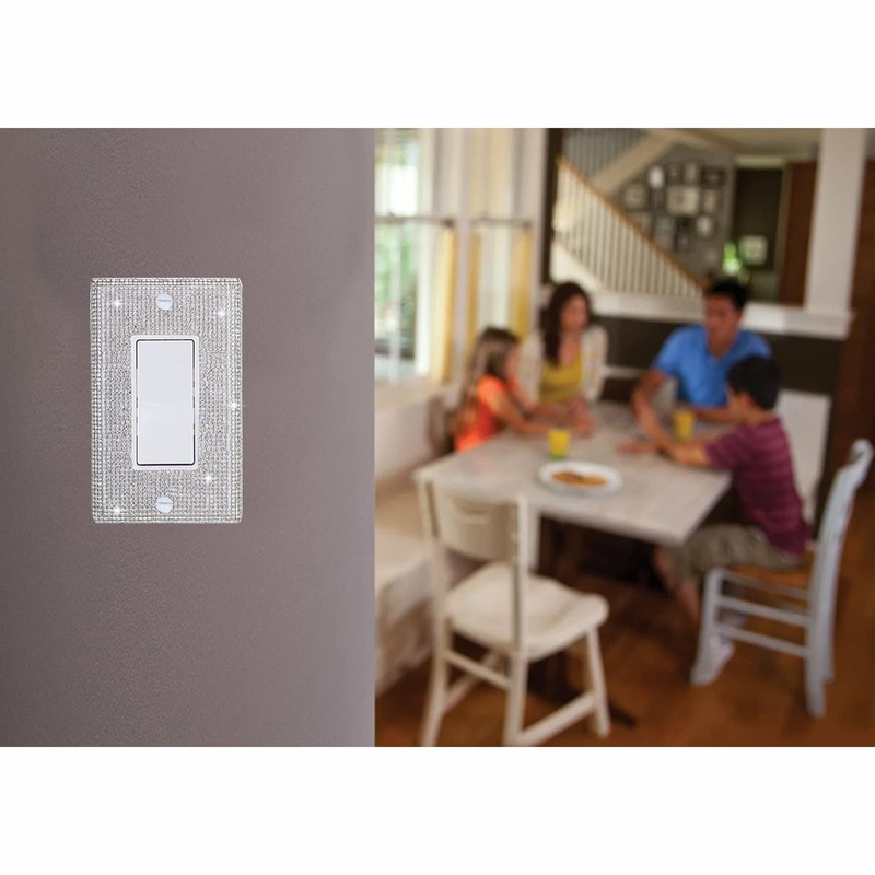 Silver Bling Rhinestones Single Rocker Switch Light Switch Cover Plates