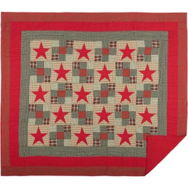 VHC Brands Forreston Ninepatch King 95x105 Quilt, Red