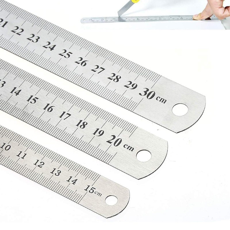 5pcs Stainless Steel Ruler - 15cm Straight Edge Metal Measuring