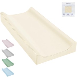 Vegan Leather Changing Pad Cover - 31"X 16" - Waterproof Wipeable, Extra Thick & Portable & Non-Slip Diaper Mat - Fits Standard Changing Tables for Baby Boy Girl (White)