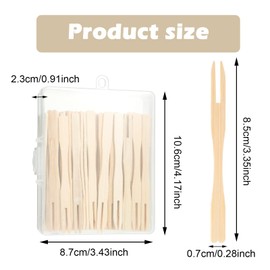 Nogeqi Pack of 100 Finger Food Skewers, Chip Fork, Small Wooden Fork, Wooden Cutlery, Party Cutlery, Small Forks, Wooden Bamboo Finger Food Skewers, Wooden Fork for Fruit, Parties, Camping, Picnics
