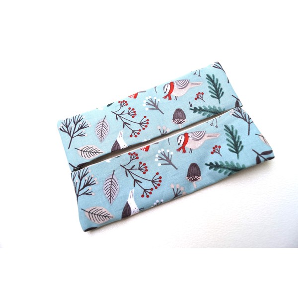 Bird Fabric Travel Size Tissue Holder with Winter Theme