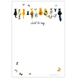 Cats & Butterflies - Thank You Note Sheets & Envelopes - Pack of 20. Cute, Family, Friends, Watercolour, All Occasions, Boys and Girls, Made in The UK. (572)