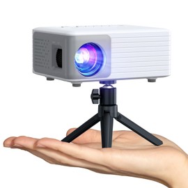 AKIYO Mini Projector, AKIYO O1 Projector 1080P Full HD Support, Upgraded 10000L Portable Phone Projector for Home Cinema, Movie Projector Compatible with iOS/Android/TV Stick/HDMI/USB/PC (Tripod included)