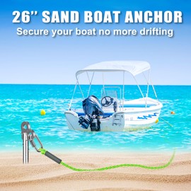 SELEWARE 26" Sand Anchor for Boats, Screw in Boat Anchor for Shallow Water, Jet Ski Anchor, Stainless Steel Boat Beach Anchor for Securing Pontoon Boats, Jet Skis, Kayaks on Beaches and Sandbars