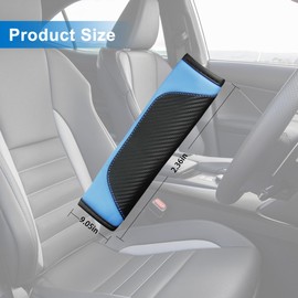 2PCS Car Seat Belt Cover pad, Carbon Fiber Safety Seatbelt Shoulder Strap Covers, Breathable Leather Soft Harness Pad Protect Your Neck and Shoulder (2, Black/Blue)