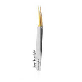 Alluring Chrome with Gold Tip Tweezers for Eyelash Extension - Pro