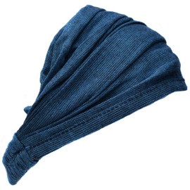 Gheri Cotton Elastic Hippie Bohemian Bandana Headband Plain Petrol