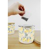 Purely Home Painted Lemons Tea Canister - White Metal Enamel