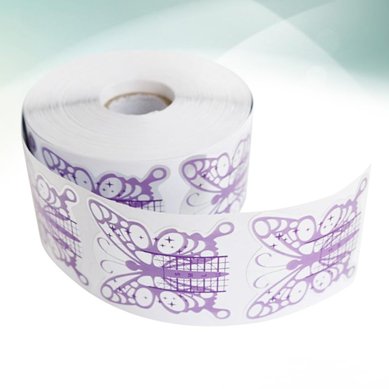 UKCOCO Purple Butterfly Nail Foam 500pcs Nail Guide Foam Roll