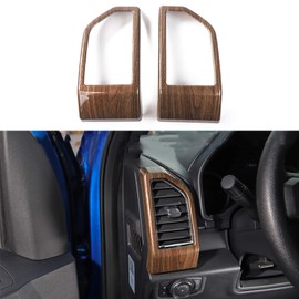 2pcs/set Car Dashboard Air Conditioning Vent Outlet Cover Frame Decor Trim for Ford F150 2015 2016 2017 (Wood Grain)