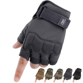 FIORETTO Fingerless Gloves, Half Finger Gloves for Driving, Cycling, Shooting, Hunting, Motorcycle, Climbing, Outdoor Work Gray Large