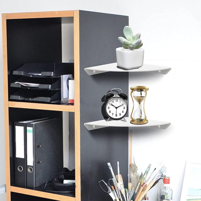 Fockety 2 Pcs Corner Shelf Wall Mount, Acrylic Quarter Round