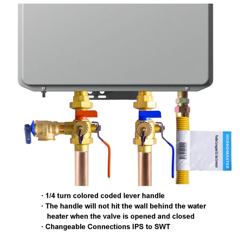 Hydro Master Tankless Water Heater Service Valve Kit with Pressure