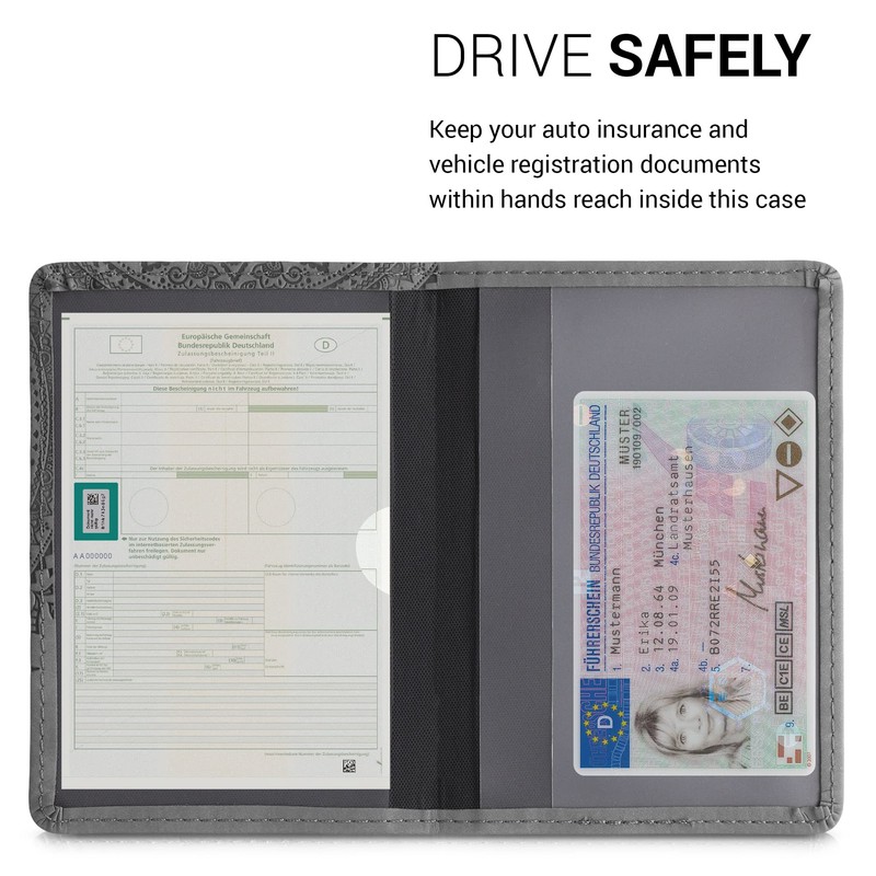 kwmobile Vehicle Registration Certificate Case with Card Slots, Faux Leather