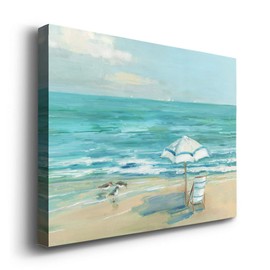 Renditions Gallery Simply Summer Wall Art, Beach Chair and Calming Waves Artwork, Vibrant, Premium Gallery Wrapped Canvas, Ready to Hang, 8 in H x 12 in W, Made in America Print