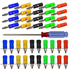 Senven 40Pcs Banana Connector, 4mm Banana Terminal Adapter, 20 Male + 20 Female, 5 Colors (Green, Blue, Red, Black, Yellow)