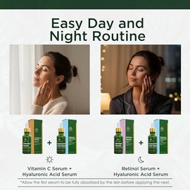 Sérum antienvejecimiento ToLB paquete combo, orgánico al 72 %, sérum de vitamina C, sérum de retinol, sérum de ácido hialurónico, 3 onzas