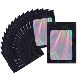 100 Pack Mylar Bags - 3.5 x 4.7 Inch Resealable Smell Proof Bags Foil Pouch Flat Bag with Front Window Black